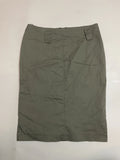 Vintage Olive Green Utility Button Midi Skirt Y2K Style (M)