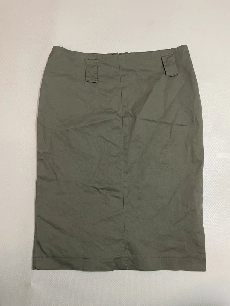 Vintage Olive Green Utility Button Midi Skirt Y2K Style (M)