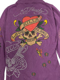 Ed Hardy Purple Skull Tattoo Zip Jacket (M)