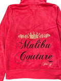 Pink Juicy Couture Velour Hoodie with Malibu Couture Graphic (L)