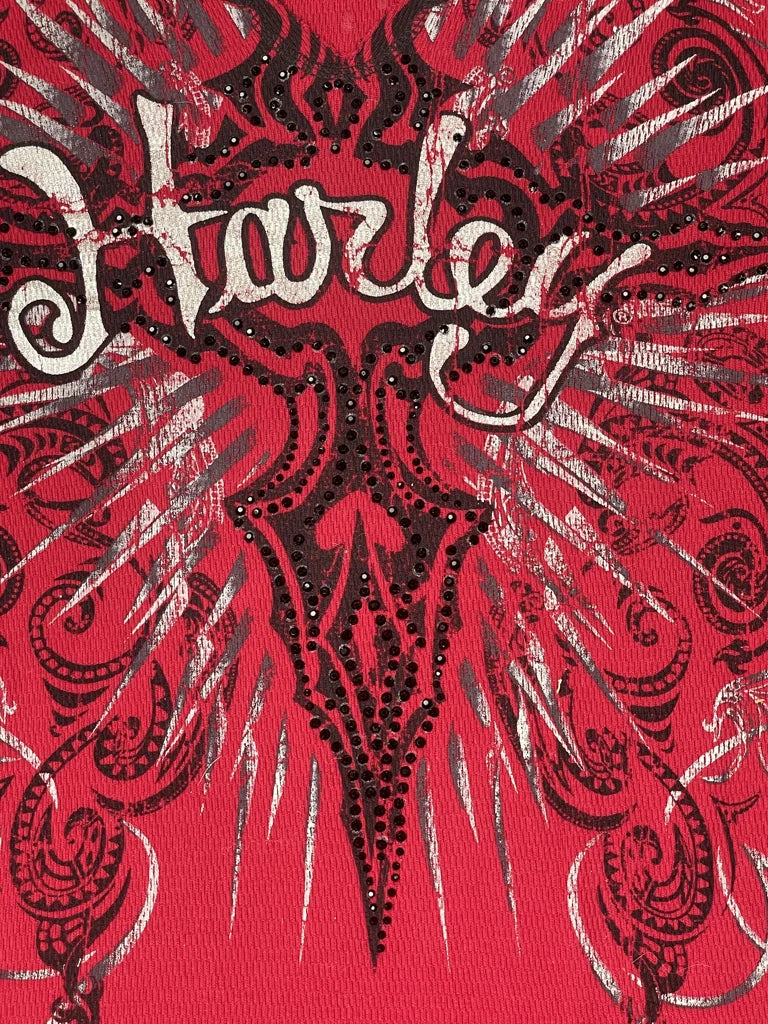 Harley davidson red print longsleeve (L)