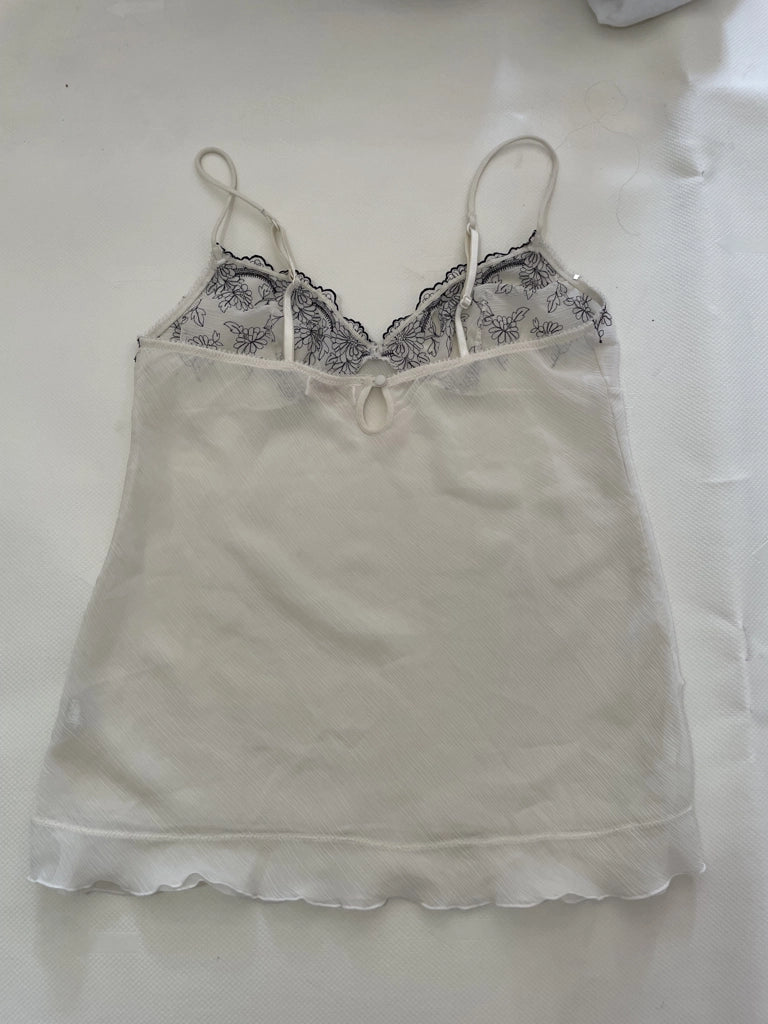 Sheer Ethereal Floral Embroidery Camisole Top Vintage Chic (XL)