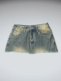 Vintage Denim Skirt with Pocket Stitch (XS)