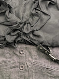 Black and Grey Ruffled Corset Top (S)