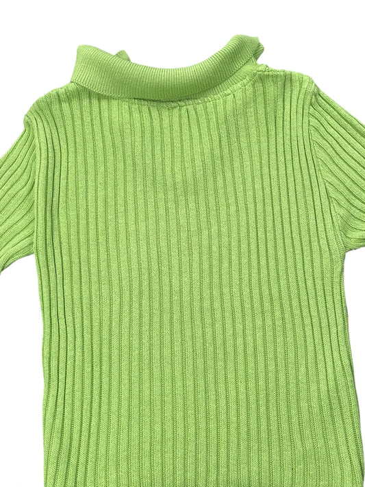 Pastel Green Multicolor Striped Polo Knit Top (XS)