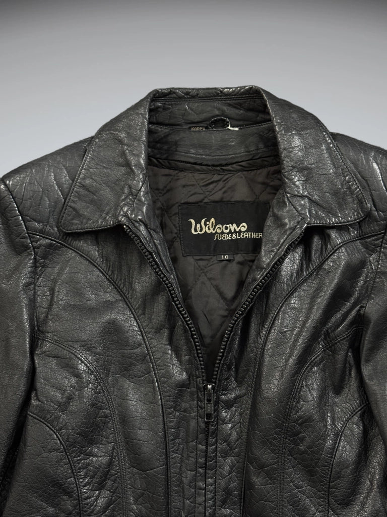 Wilsons Black Genuine Leather Vintage Jacket (M)