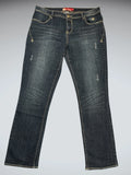Dark Wash Straight-Leg Jeans with Subtle Distressing (XL)