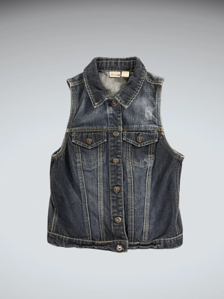 Mudd Dark Wash Denim Pocket Vest Women (M)
