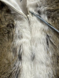 Vintage White Brown Faux Fur Vest Women (L)