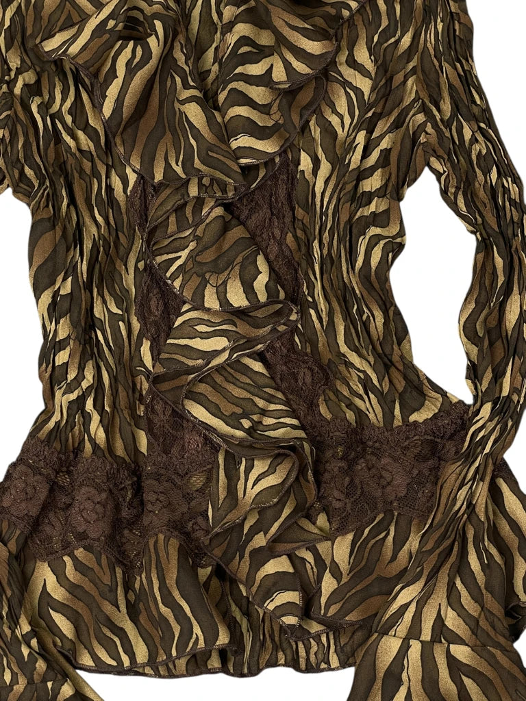 Allison Taylor green zebra pattern top (M)