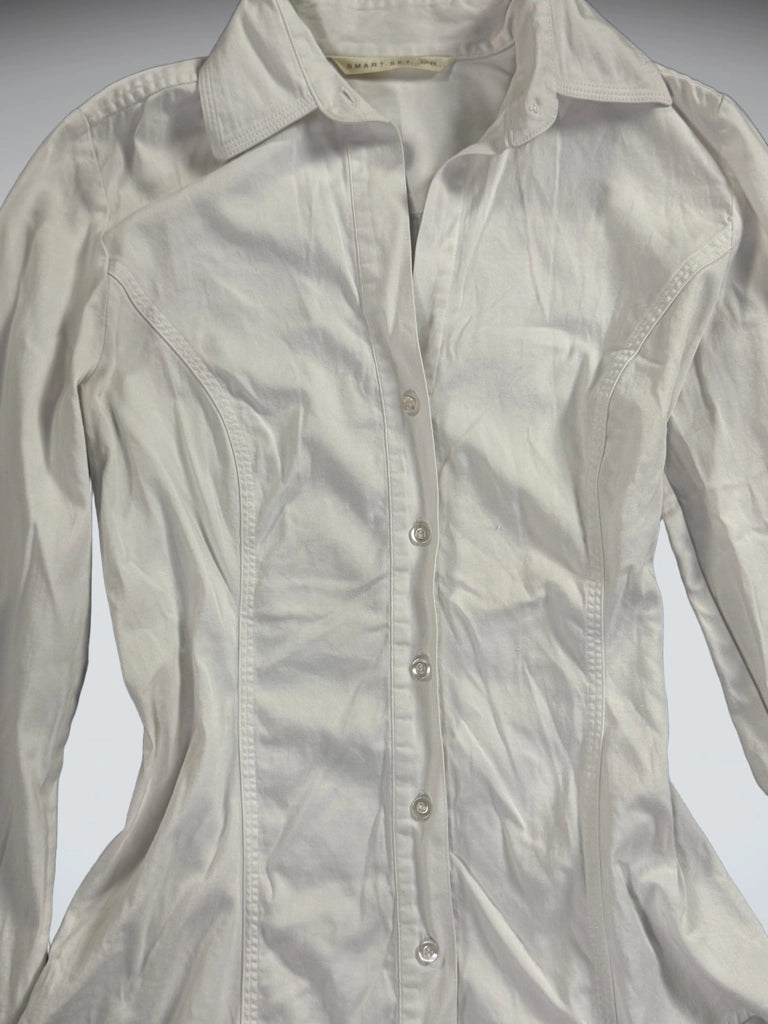 Chic White Fitted Business Shirt (XS)