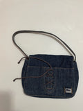 Guess Denim Lace-Up Shoulder Bag Dark Wash Vintage Aesthetic (ONESIZE)