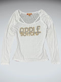 White Apple Bottoms Rhinestone Logo Top (S)