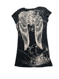 Y2K Black Graphic Wing Print Tee (S)