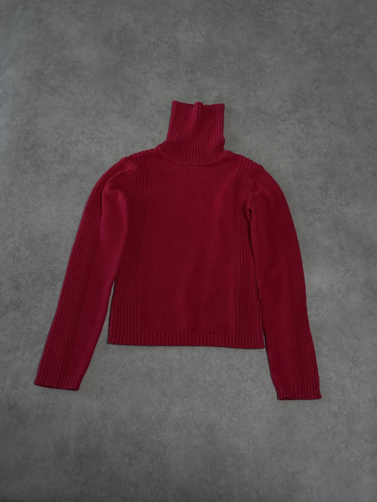 red jumper turtle neck
