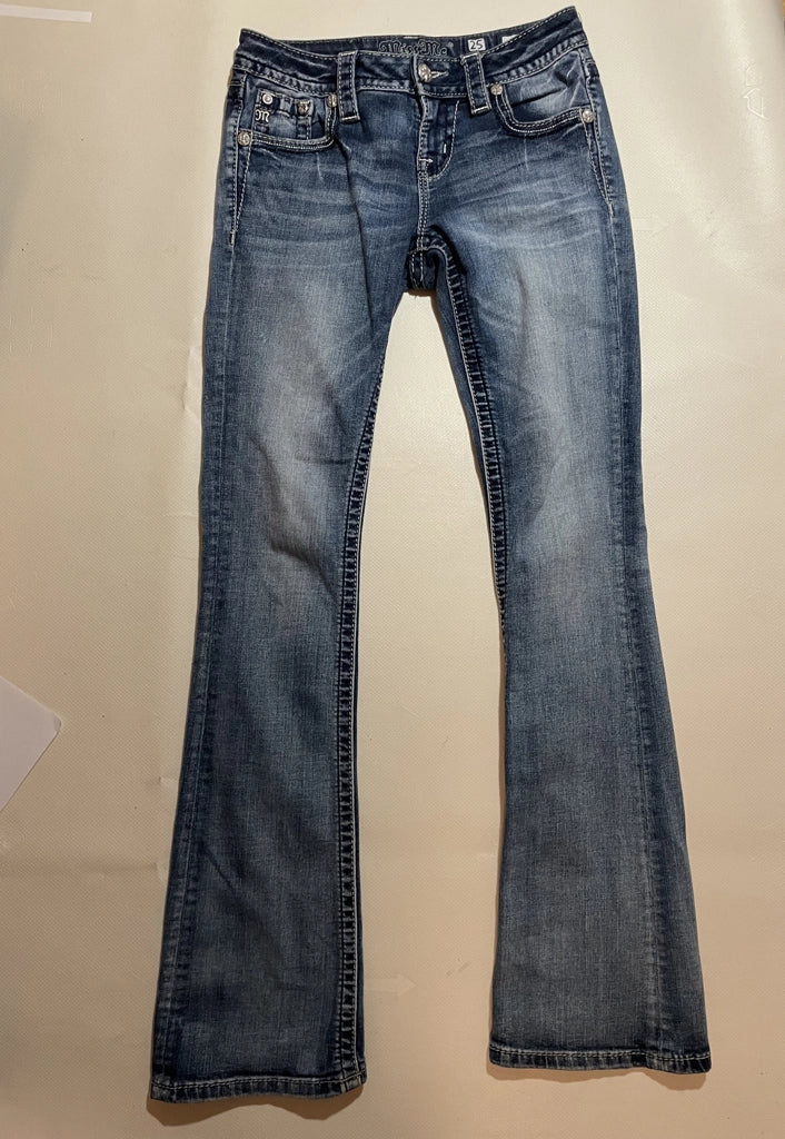 Embellished Low Rise Bootcut Jeans Miss Me Vintage Denim (S)