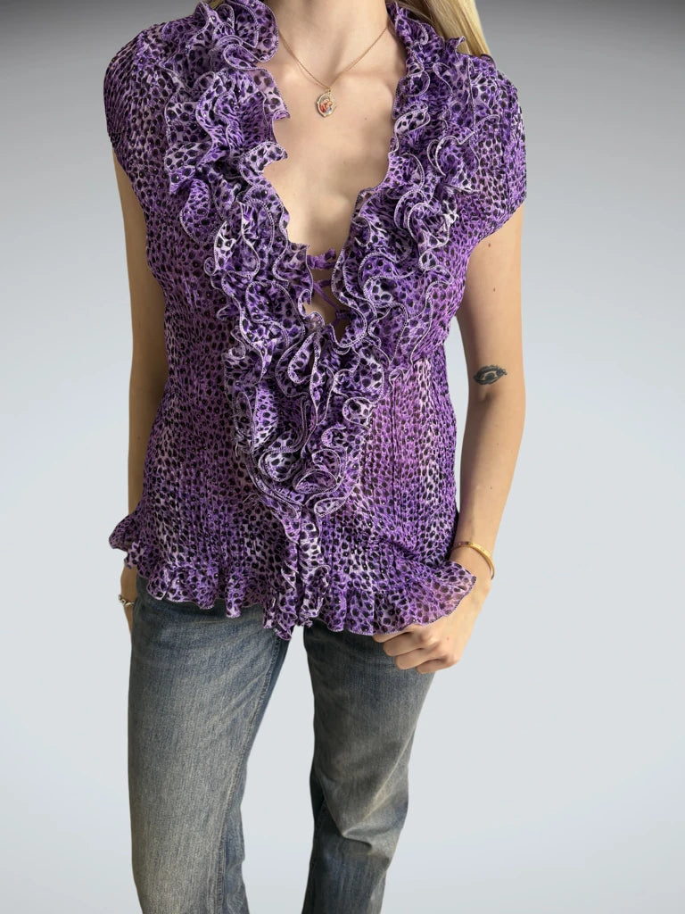 Y2K Leopard Top