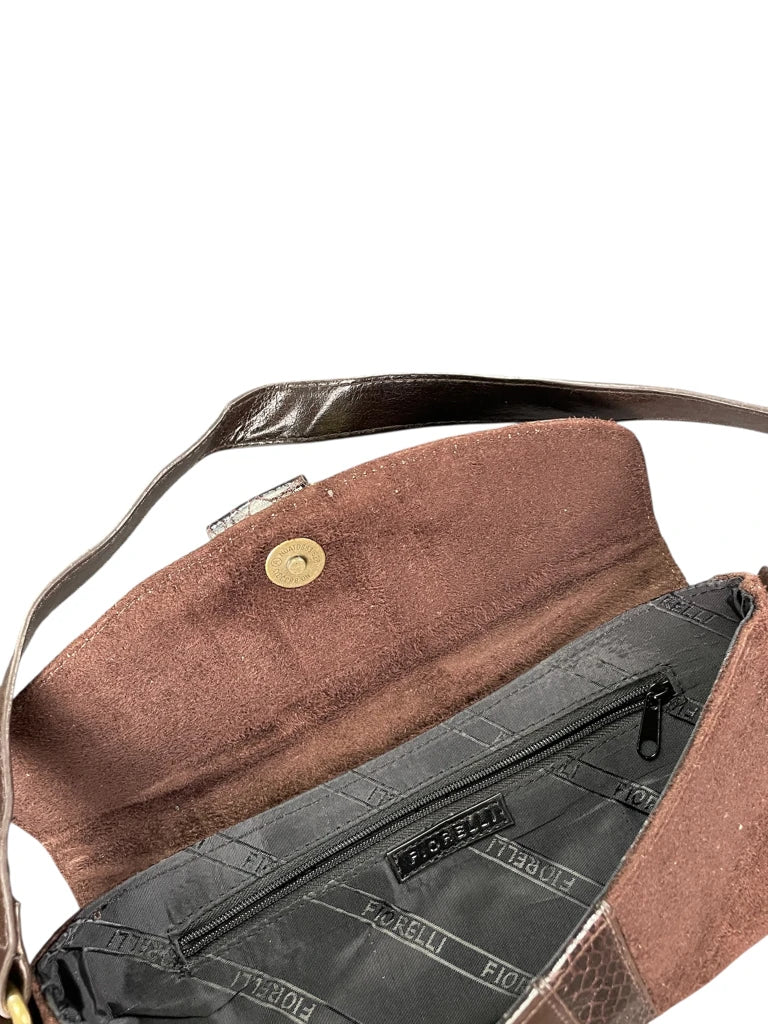 Fiorelli Brown Suede Snake Trim Shoulder Bag (ONESIZE)