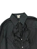 Ann Taylor Black Ruffle Front Blouse (M)