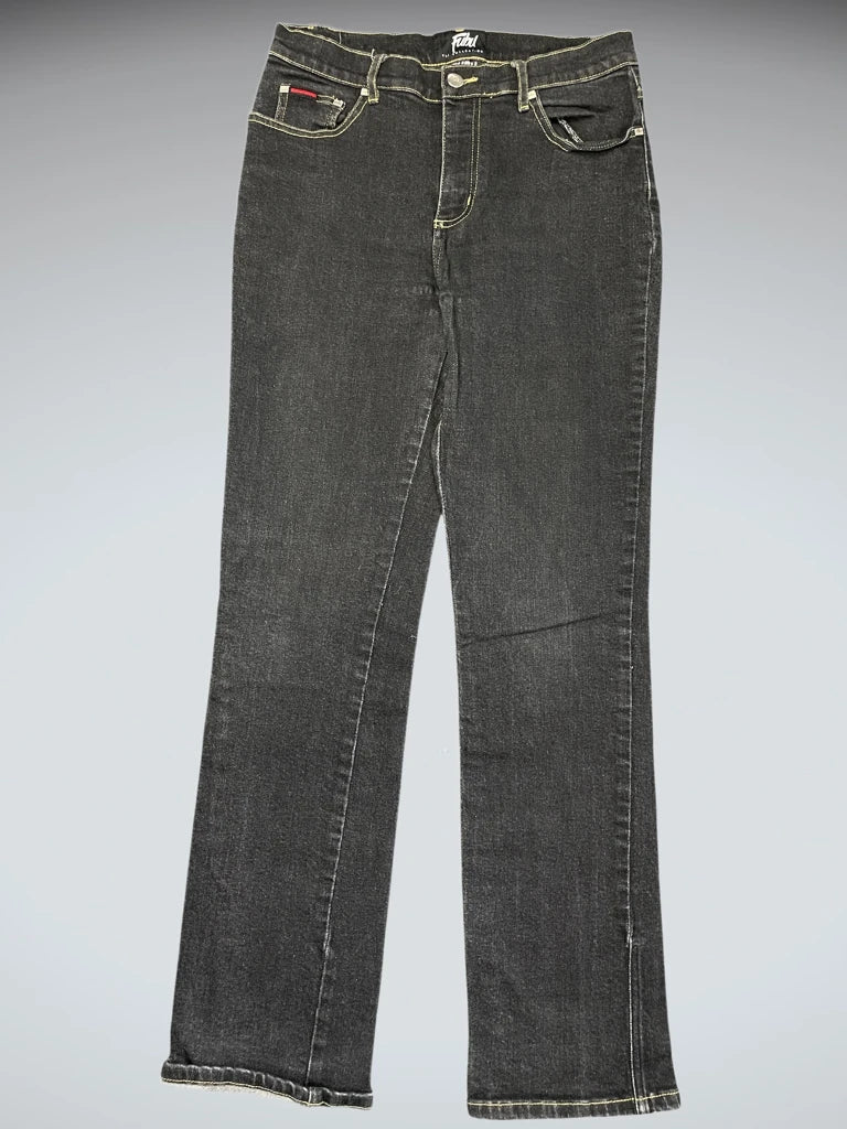 Black Straight-Leg Jeans with Minimalist Detailing (S)