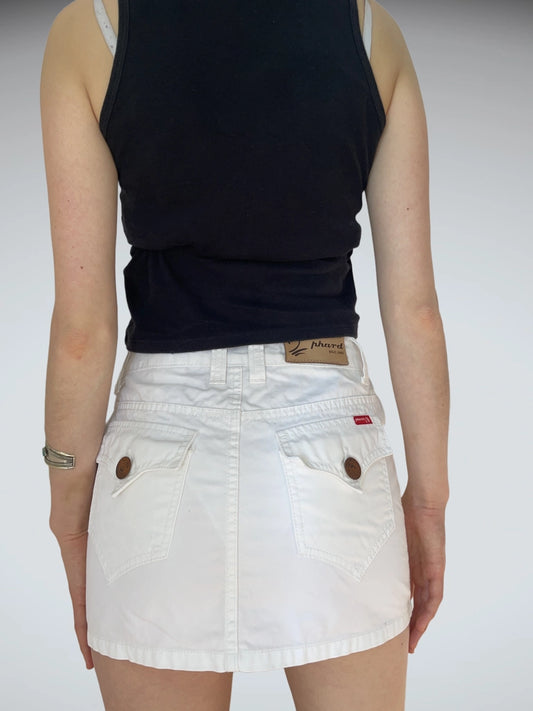 Crisp White Cargo Mini Skirt Y2K Vintage Aesthetic (S)