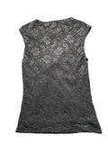 Black Lace V-Neck Top with Elegant Twist Detail (S)