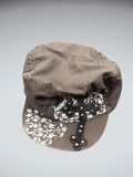 Brown Cross Print Military Cap (ONESIZE)