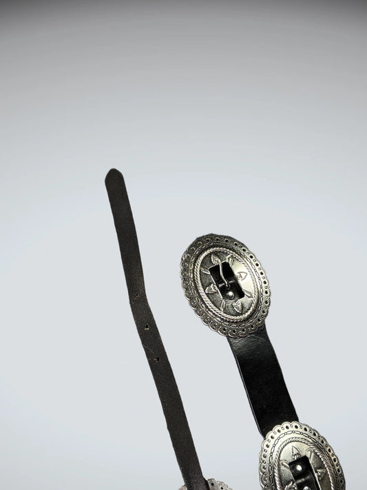 Western Style Black Concho Leather Belt (ONESIZE)