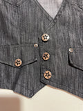 Dark Wash Denim Vest Star Button Accents Grunge Western (S)