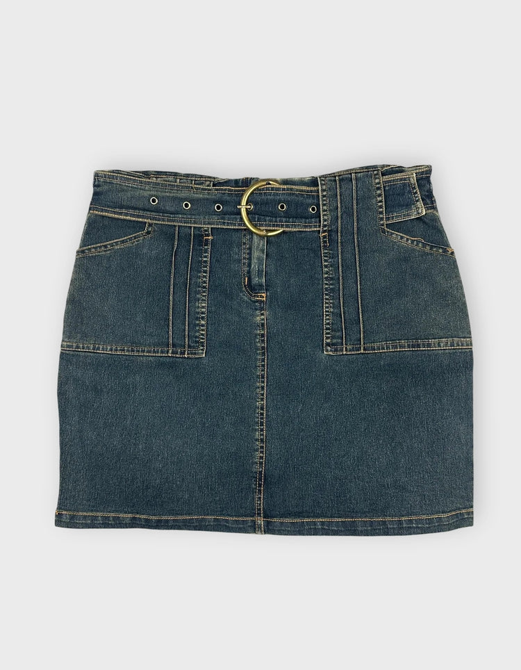 Denim Mini Skirt with Chic Belt (W31 / L)