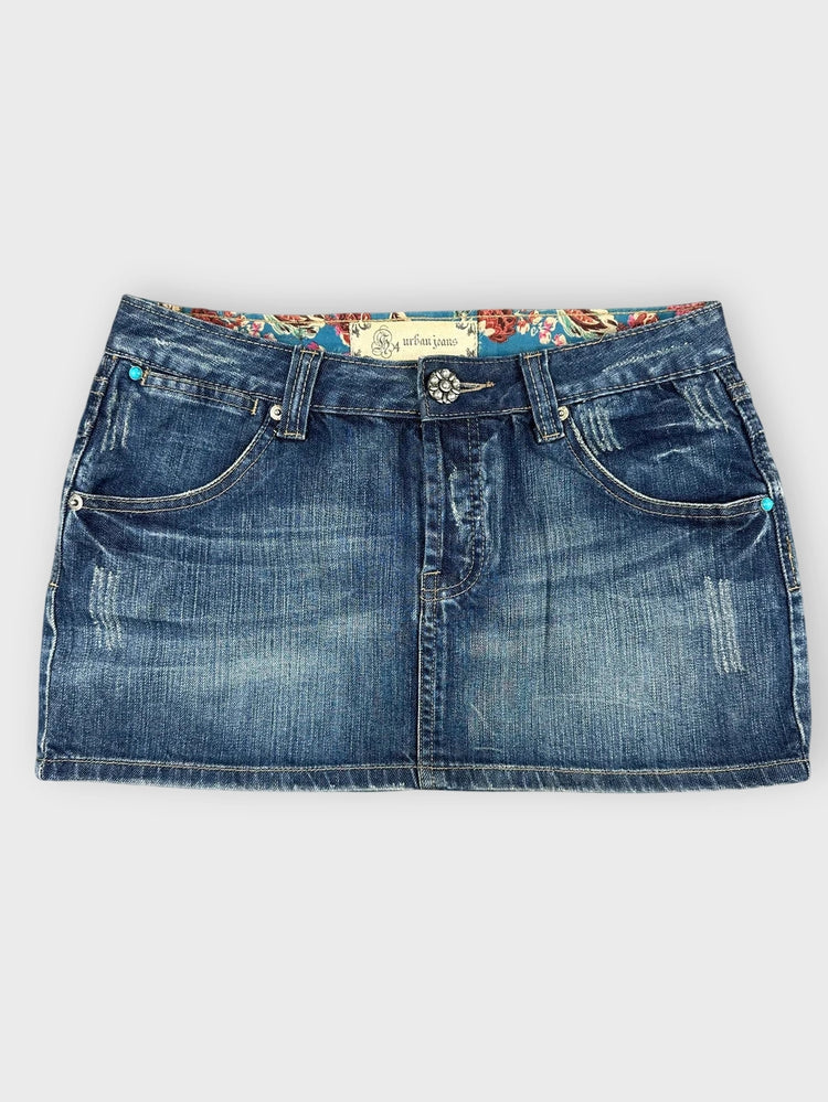Denim Mini Skirt with Floral Details (W29 / M)