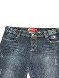 Dark Wash Straight-Leg Jeans with Subtle Distressing (XL)