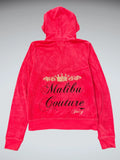 Pink Juicy Couture Velour Hoodie with Malibu Couture Graphic (L)