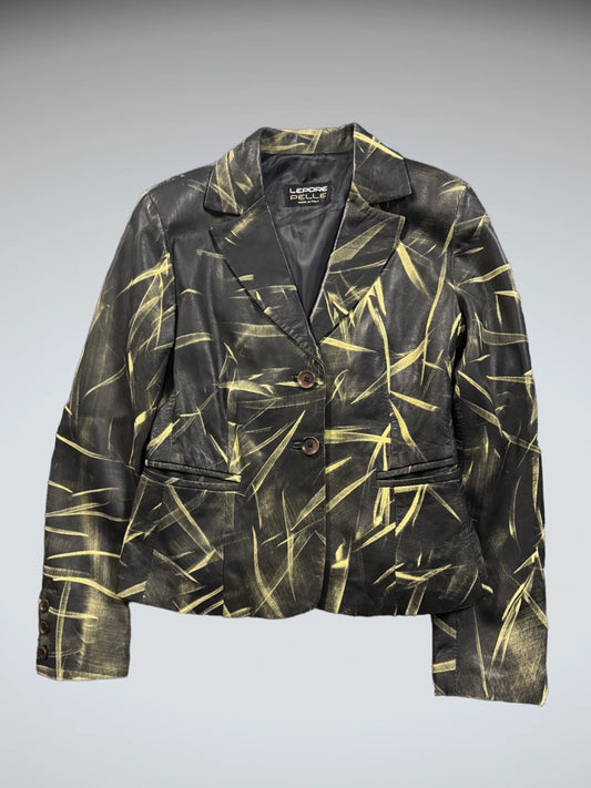Lepore Pelle Black Pattern Vintage Blazer (M)