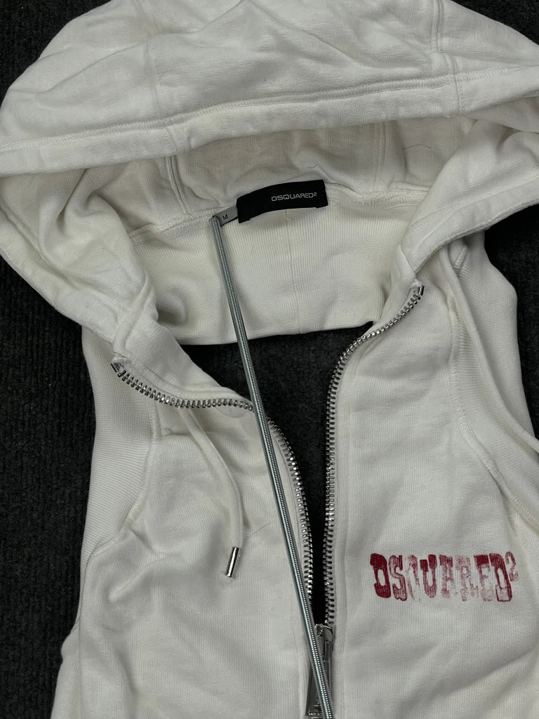 Dsquared White Sleeveless Hoodie Vest (M)