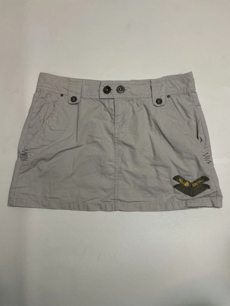 Khaki Beige Cargo Mini Skirt Utility Style Vintage Casual (M)