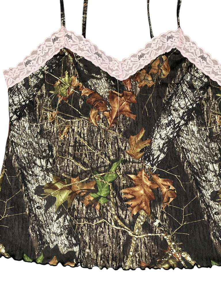 Nature Pattern Lingerie Top with Pink Detail (M)