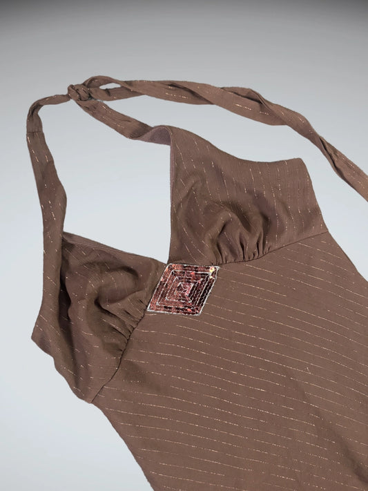Glamorous Chocolate Brown Halter Dress (M)
