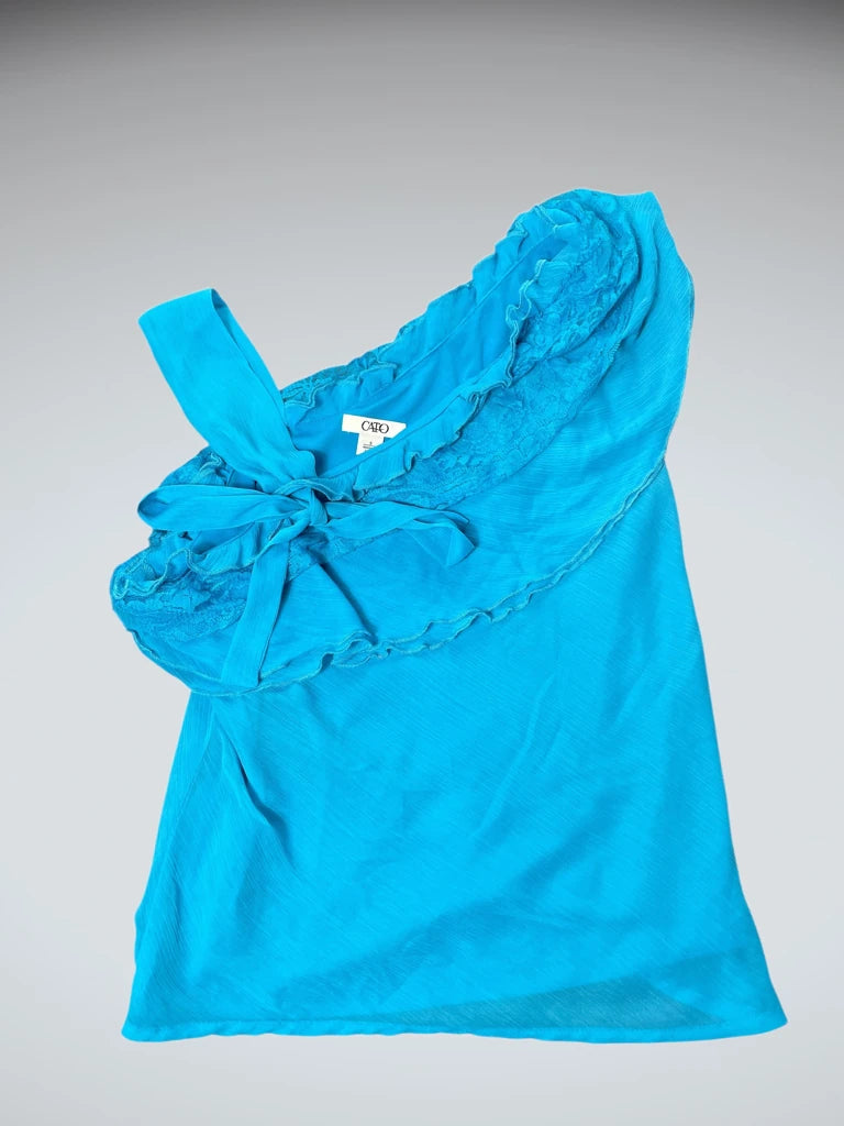 Aqua Ruffle One-Shoulder (S)