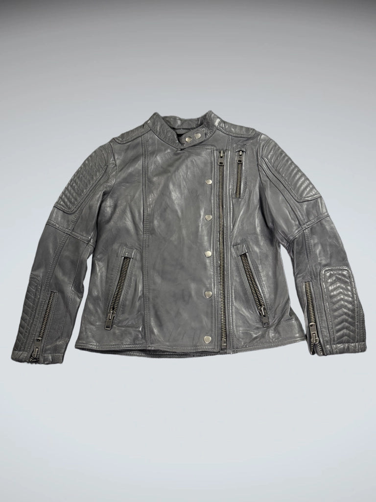 WhetBlu Grey Genuine Leather Racing Jacket Women (S)