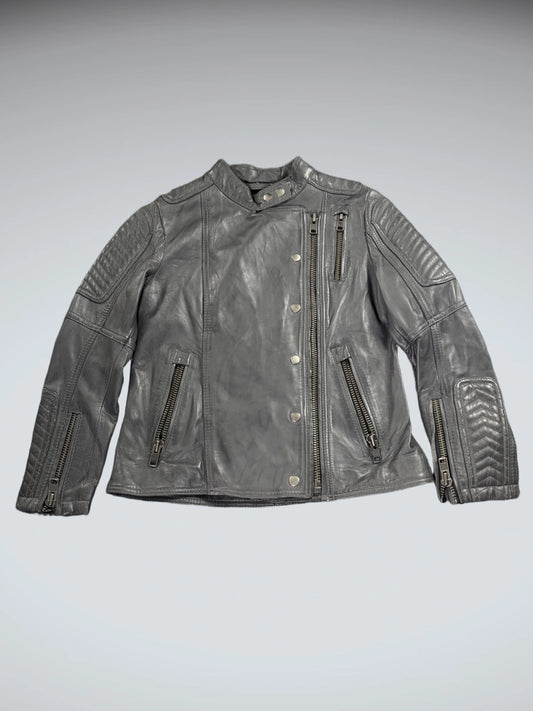 WhetBlu Grey Genuine Leather Racing Jacket Women (S)