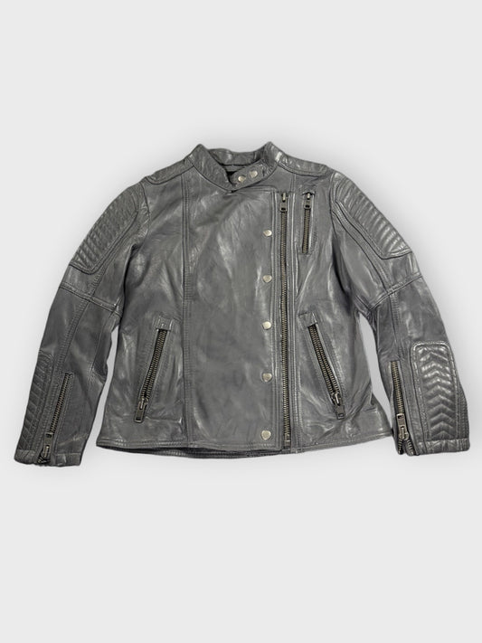 WhetBlu Grey Genuine Leather Racing Jacket Women (S)