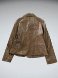 Vintage Brown Genuine Leather Coat Women (M)