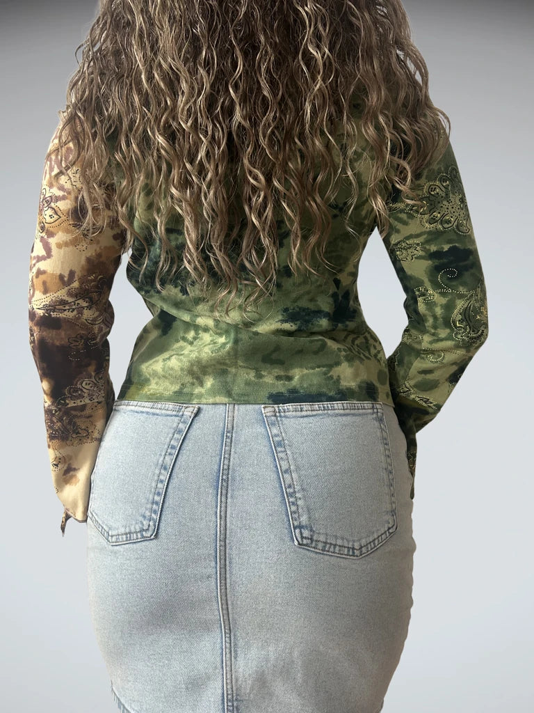 Flare sleeves Y2K top