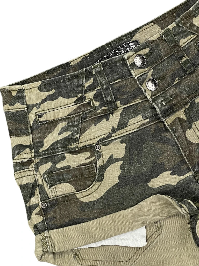 Hot Kiss Military-Inspired Black Denim Hotpants (XS)