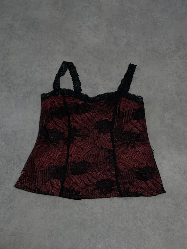 red lace top