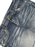Arya Frayed Hem Faded Denim Mini Skirt (S)