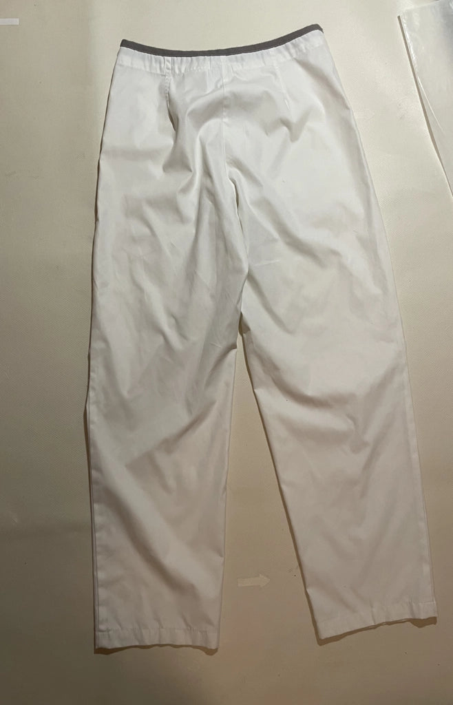 Minimalist White Nylon Track Pants Grey Drawstring Nike Retro (M)