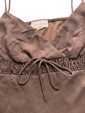 Elegant Brown Spaghetti Strap Dress Top (S)