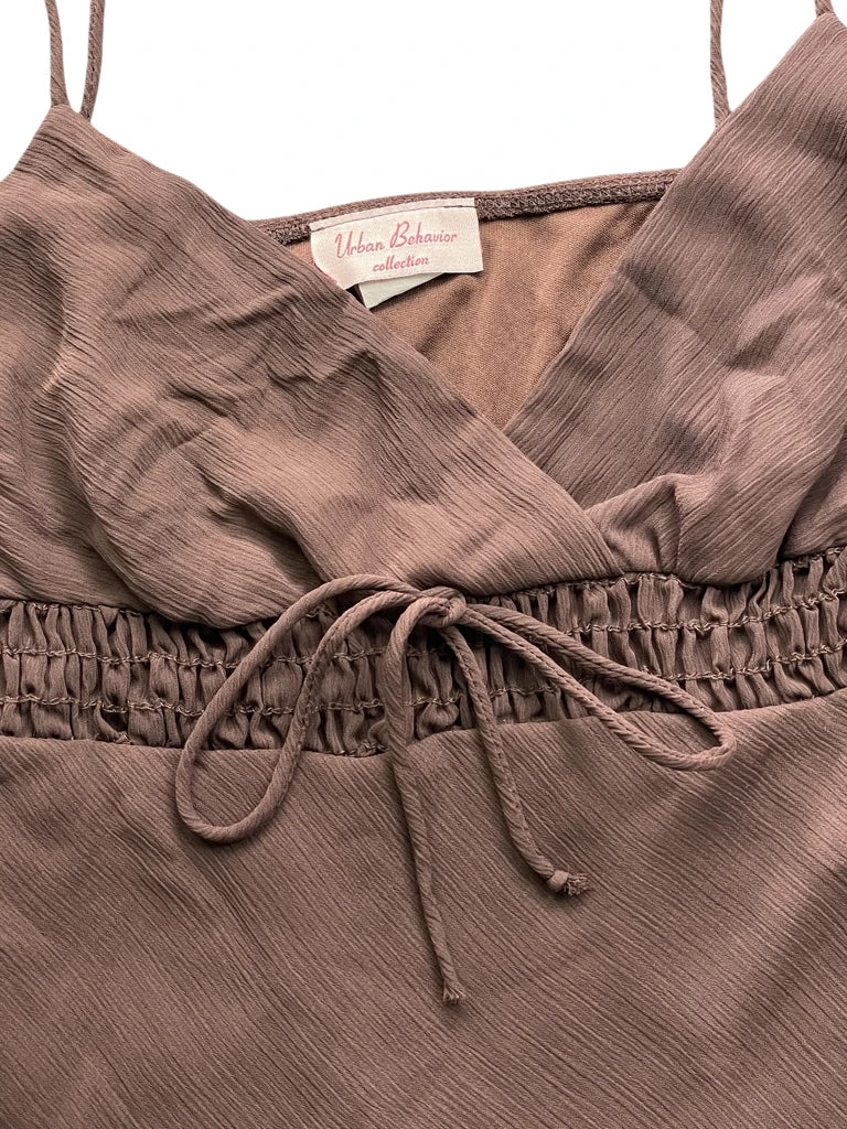 Elegant Brown Spaghetti Strap Dress Top (S)